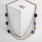 Набор 2 предмета: серьги, бусы «Унисон» прямоугольники, чёрный в золоте, 80 см - Фото 11