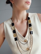 Набор 2 предмета: серьги, бусы «Унисон» прямоугольники, чёрный в золоте, 80 см - Фото 6