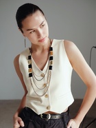 Набор 2 предмета: серьги, бусы «Унисон» прямоугольники, чёрный в золоте, 80 см - Фото 7