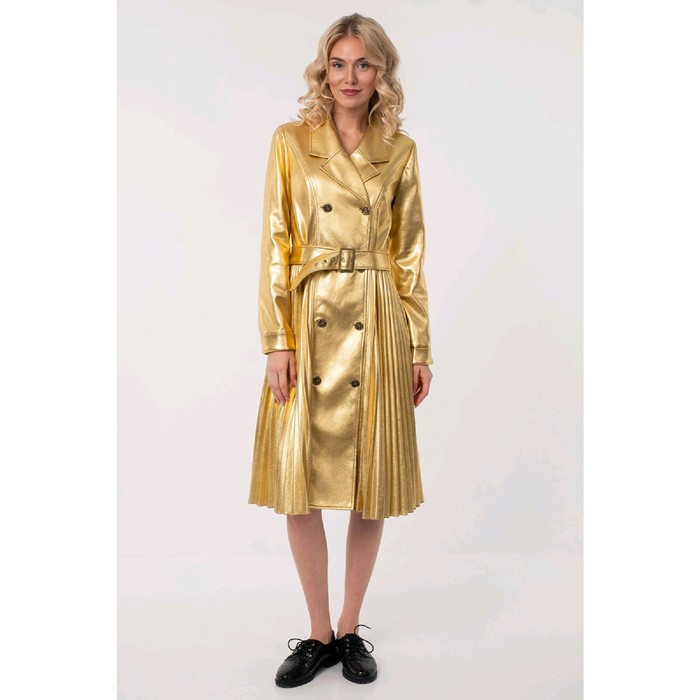 Пальто женское, размер 44, цвет золотой