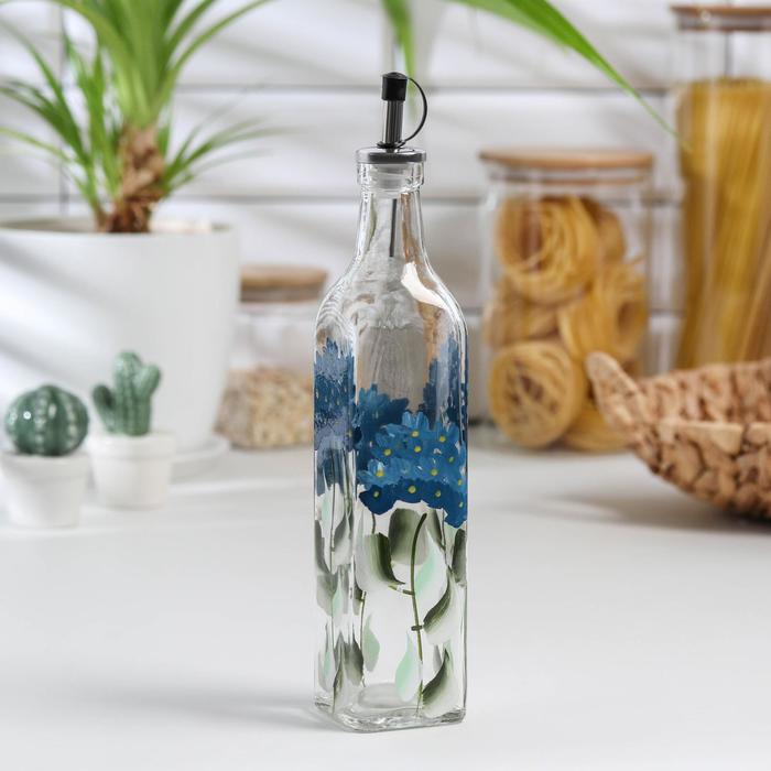 Бутыль стеклянная для соусов и масла «Васильки», 500 мл, 6×30 см - Фото 1
