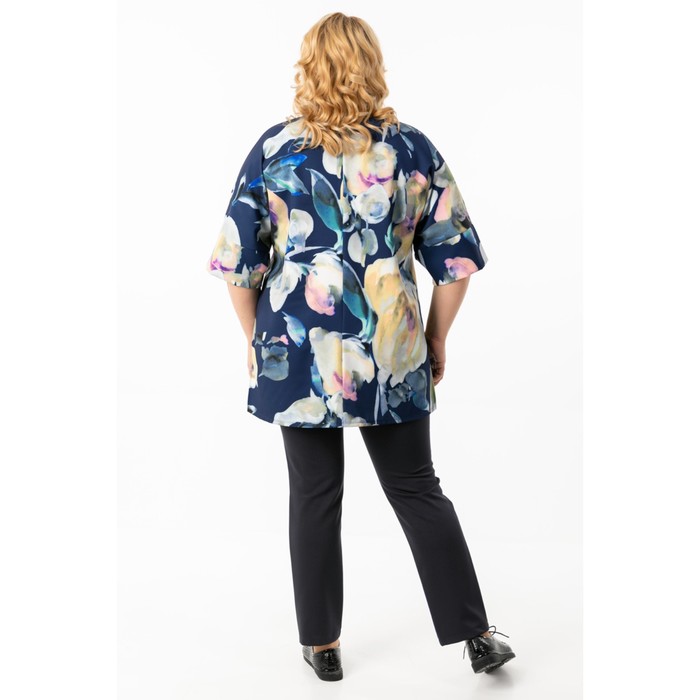 Блузка женская, размер 54, цвет синий, бежевый 47115