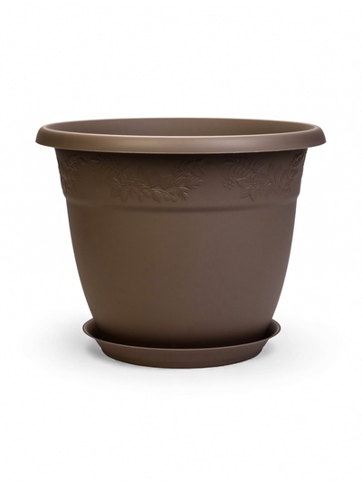 Горшок для цветов с поддоном «Рябина», 22 л, пластиковый, серый