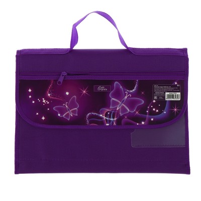 Папка для труда А4 с ручками, текстиль, раскладная, на липучке, «Бабочки»