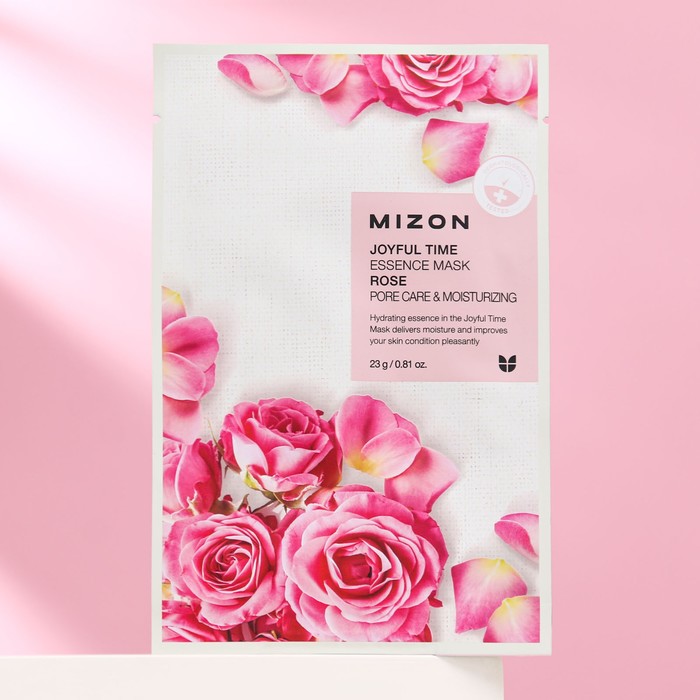 Тканевая маска для лица с экстрактом лепестков розы MIZON Joyful Time Essence Mask Rose, 23 г - Фото 1