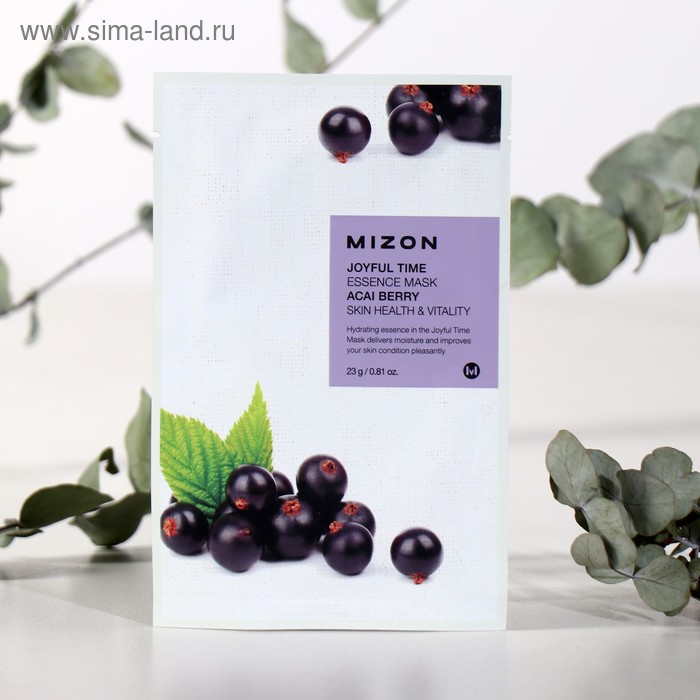 Тканевая маска для лица с экстрактом ягод асаи MIZON Joyful Time Essence Mask Acai Berry, 23 г - Фото 1