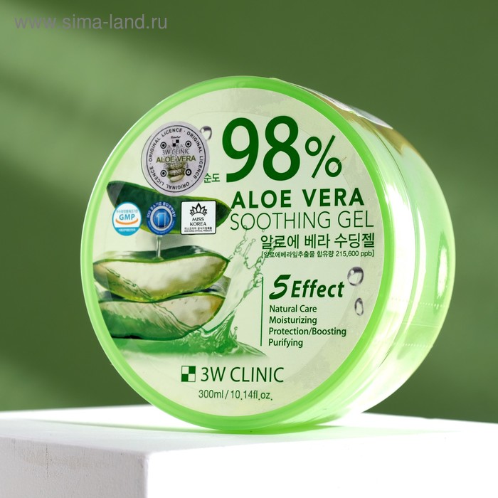 Гель универсальный увлажняющий с алоэ вера 3W CLINIC 98% Aloe Vera Soothing Gel, 300 мл