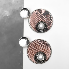 Серьги ассорти Animal круги с жемчугом, цветные в серебре