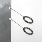 Серьги висячие со стразами «Студио» овалы полые, цвет серый в серебре - фото 67160562