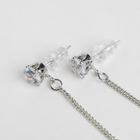 Серьги висячие со стразами «Студио» овалы полые, цвет серый в серебре - фото 67160563