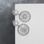 Серьги с жемчугом «Геометрия» параллельные, цвет белый в серебре - фото 67160564