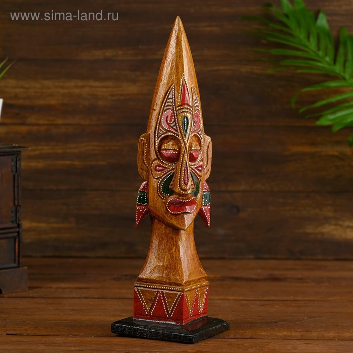 Сувенир «Голова аборигена», 11×11×35 см, дерево