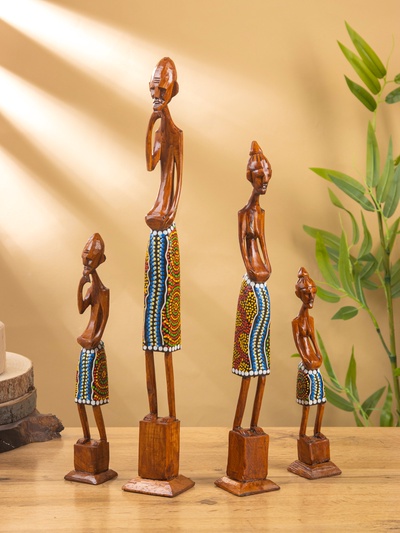 Статуэтки «Семья аборигенов», набор 4 шт., 46 см, 30 см, 25 см, 20 см, дерево, МИКС