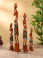 Статуэтки «Семья аборигенов», набор 4 шт., 46 см, 30 см, 25 см, 20 см, дерево, МИКС - фото 59760668