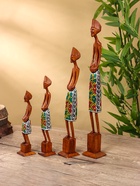 Статуэтки «Семья аборигенов», набор 4 шт., 46 см, 30 см, 25 см, 20 см, дерево, МИКС - фото 59760670