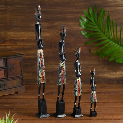 Статуэтки «Семейка аборигенов», набор 4 шт., 40 см, 30 см, 25 см, 20 см, дерево