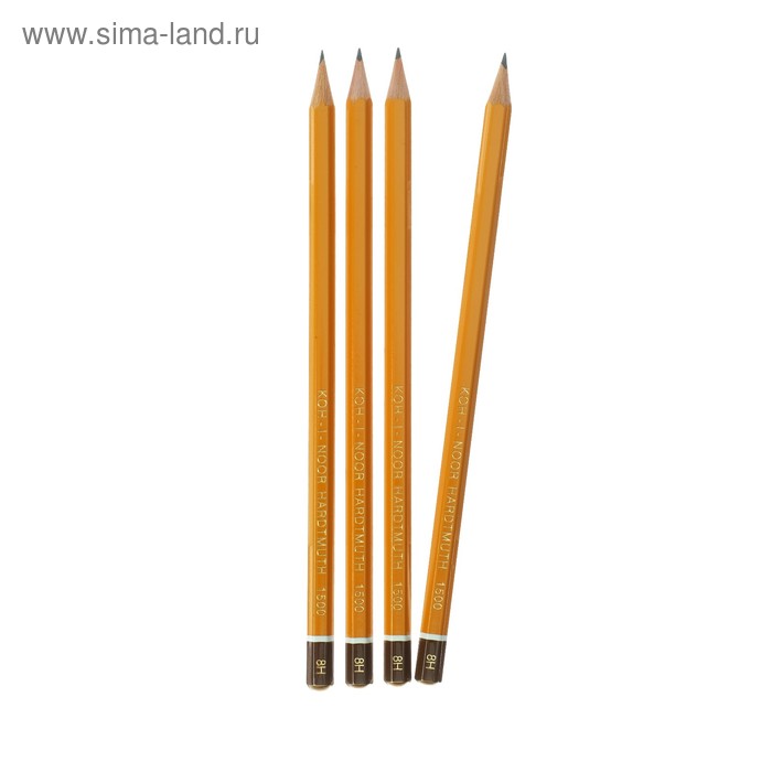 Набор чернографитных карандашей 4 штуки Koh-I-Noor, профессиональные 1500 H8 лакированный корпус (3098864) - Фото 1