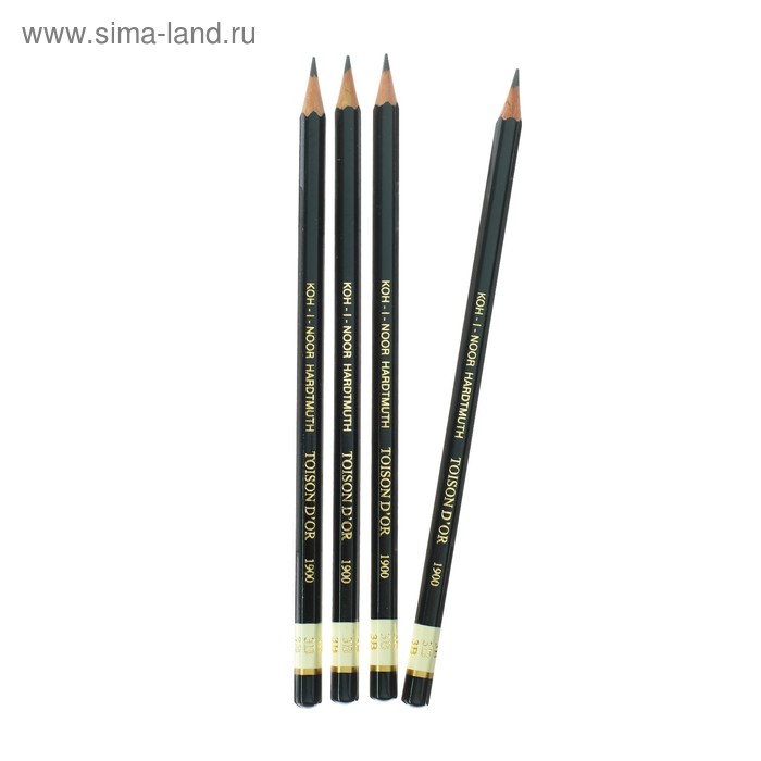 Набор чернографитных карандашей 4 штуки Koh-I-Noor, профессиональных 1900 3В (2474701) - Фото 1