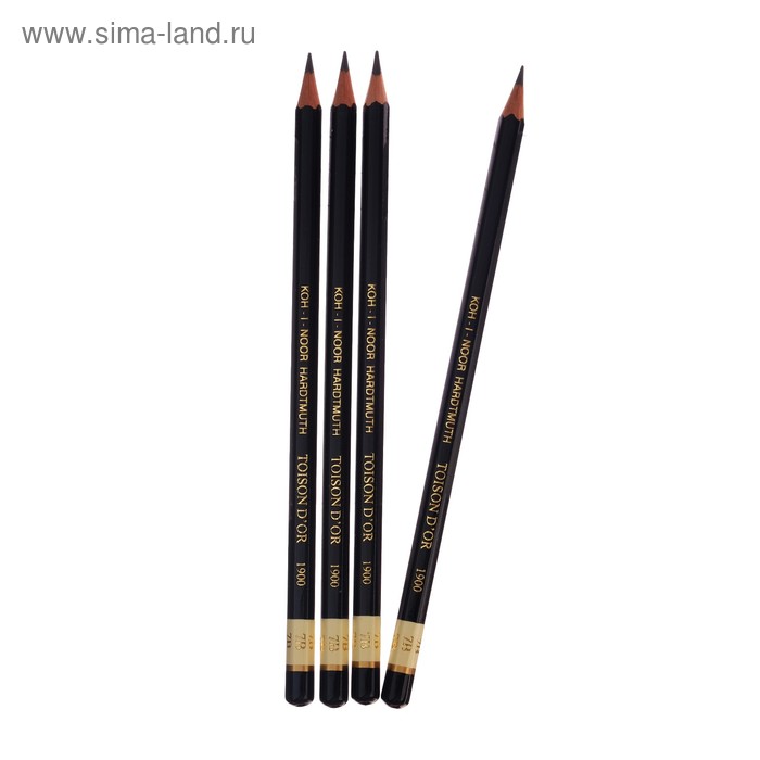 Набор чернографитных карандашей 4 штуки Koh-I-Noor, профессиональных 1900 7В (2474709) - Фото 1