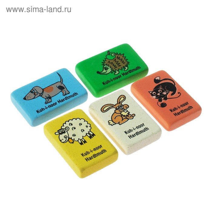 

Набор 5 штук ластик Koh-I-Noor каучук 6875/40 цветной, с детским рисунком, МИКС (2364427)