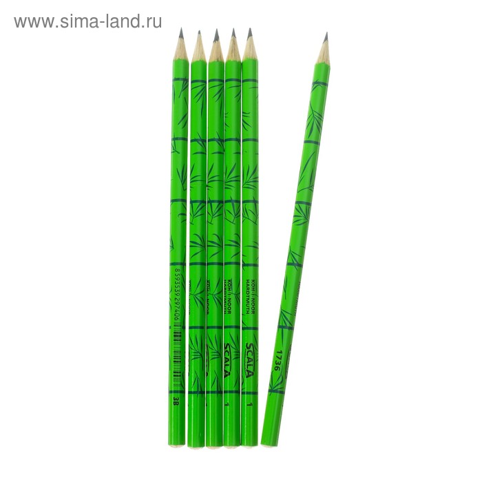 Набор 6 штук карандаш чернографитный дизайн Koh-I-Noor 1736 Scala, 2B (2474684) - Фото 1