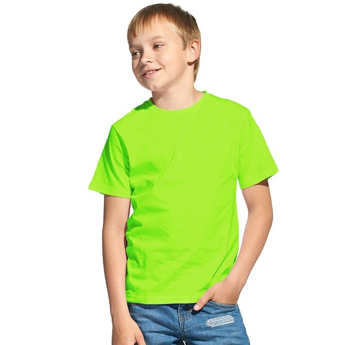 Футболка детская, рост 128 см, цвет ярко-зелёный