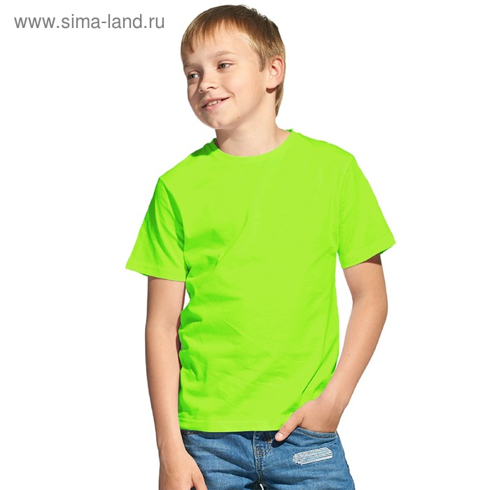 Футболка детская, рост 128 см, цвет ярко-зелёный