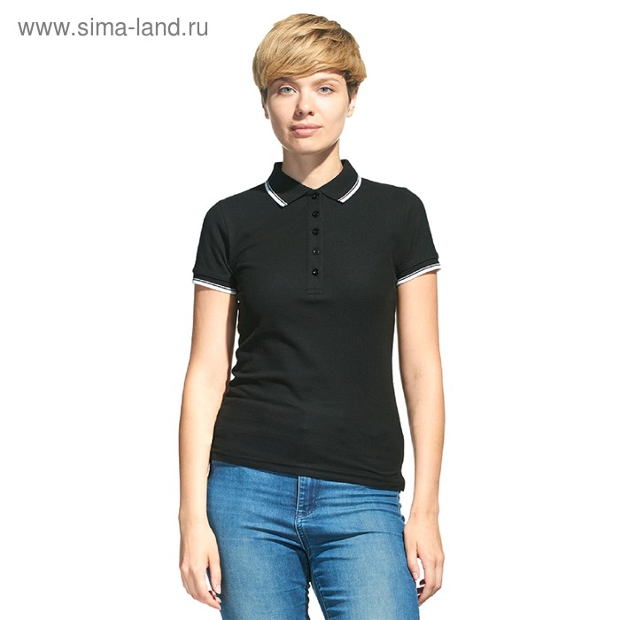 Футболка поло женская с окантовкой Stan 04BK, размер XXXL/54, цвет чёрный - Фото 1