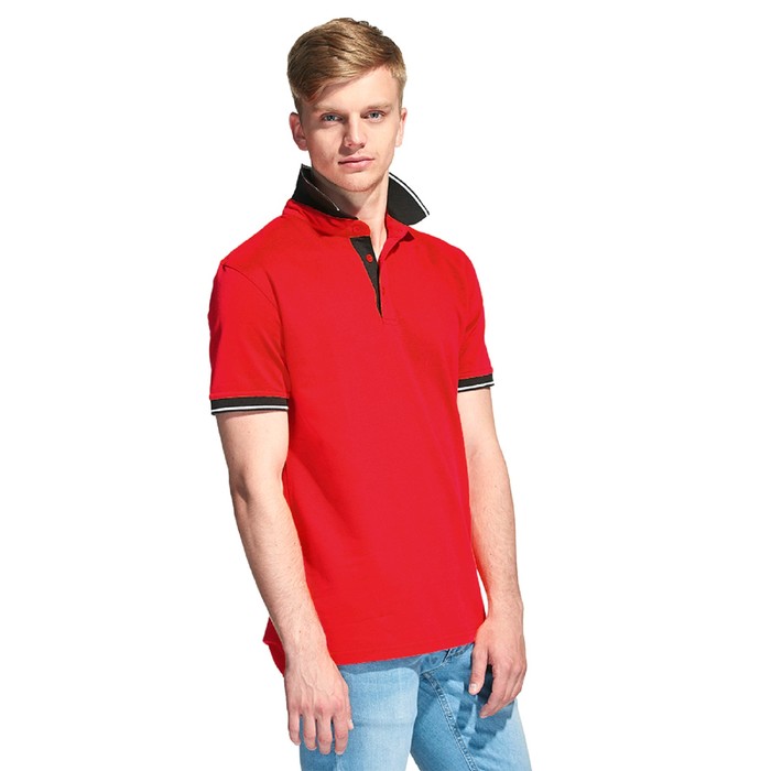 Рубашка мужская, размер 52, цвет красный/чёрный