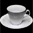 Чашка 180 мл с блюдцем 160 мм высокая коническая Bernadotte, декор «Деколь, отводка платина» - фото 294912340