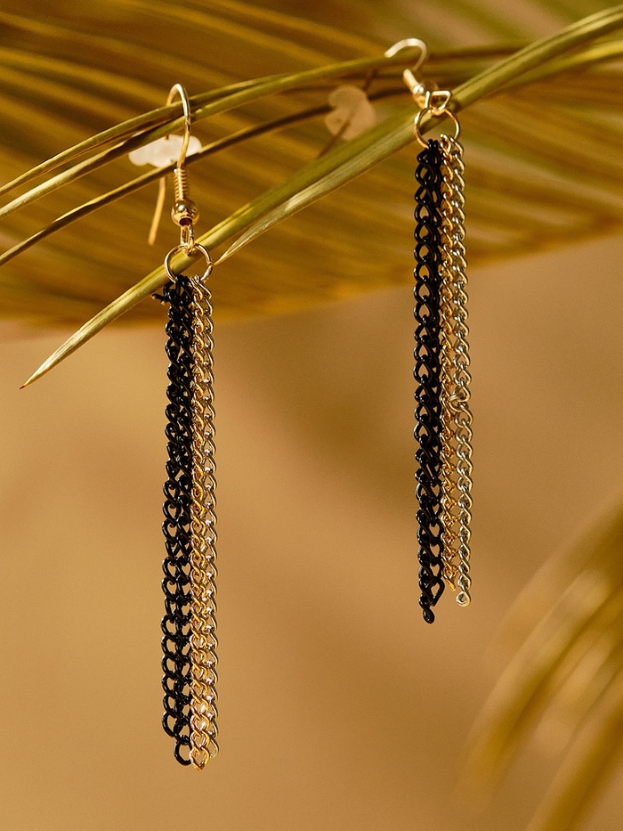 Набор 2 предмета: серьги, бусы «Унисон», накрученность, цвет золото в чёрном, 60 см - Фото 1