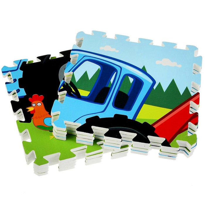 Коврик-пазл «Синий трактор», 8 элементов, 31,5х31,5 см 47126