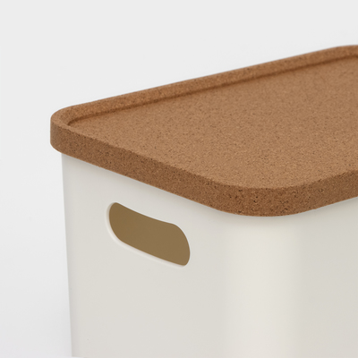 Корзина для хранения Korely maxi, 2.4 л, 23.5×16.5×13.5 см, с крышкой, цвет слоновая кость