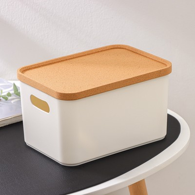 Корзина для хранения Korely maxi, 2.4 л, 23.5×16.5×13.5 см, с крышкой, цвет слоновая кость