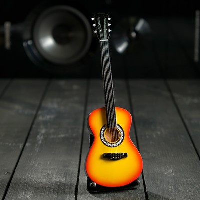 Гитара сувенирная «Акустическая», на подставке, 24×8×2 см, жёлтая