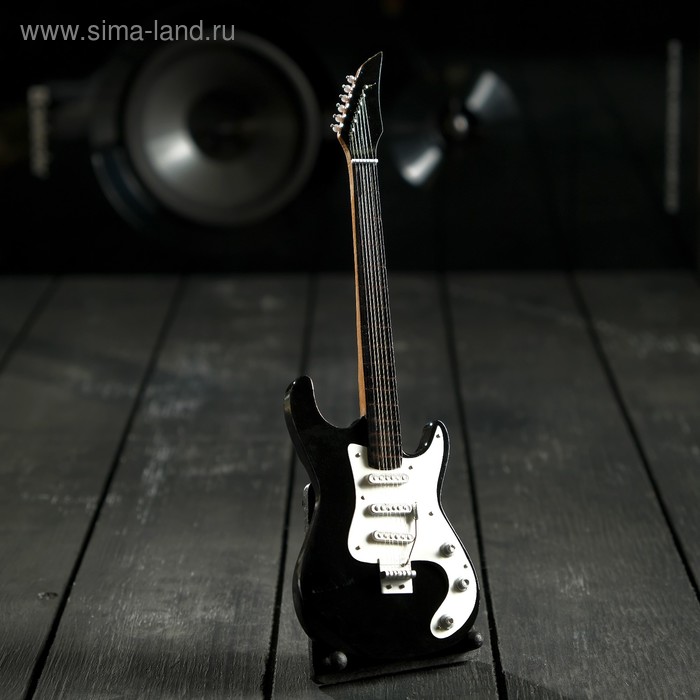 Гитара сувенирная Ibanez, на подставке, 24×8×2 см, чёрно-белая - Фото 1