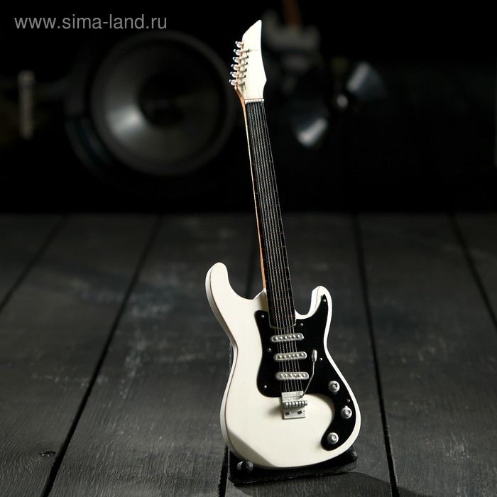 Гитара сувенирная Ibanez, на подставке, 24×8×2 см, бело-чёрная - Фото 1