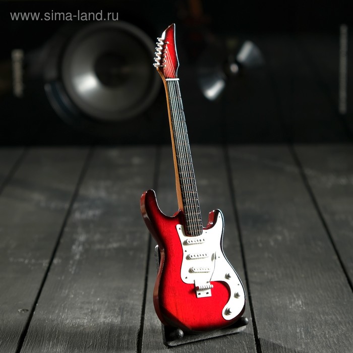 Гитара сувенирная Ibanez, на подставке, 24×8×2 см, красно-белая - Фото 1