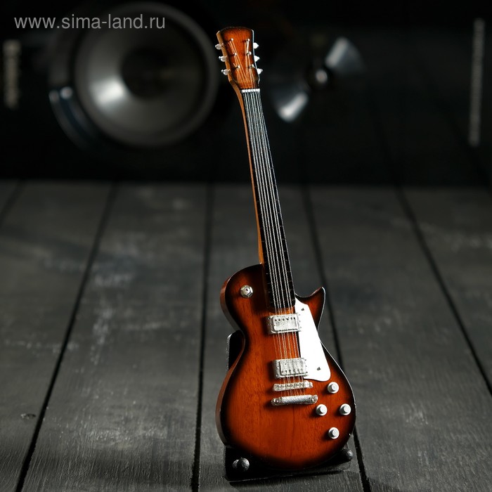 Гитара сувенирная Les Paul, на подставке, 24×8×2 см, коричнево-белая - Фото 1