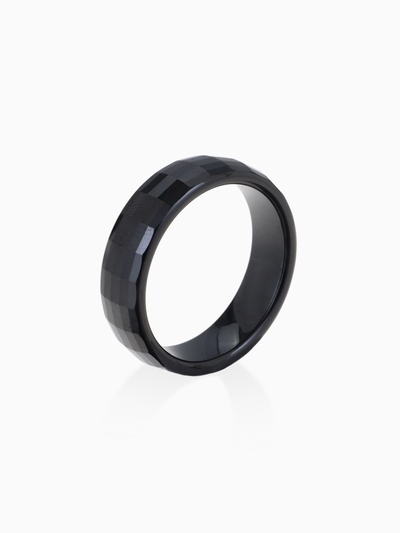 Кольцо керамическое «Минимал» огранка прямоугольник мелкий, 6 мм, чёрное, 18 размер