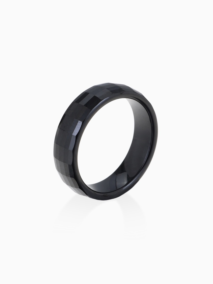 Кольцо керамическое «Минимал» огранка прямоугольник мелкий, 6 мм, чёрное, 18 размер - Фото 1