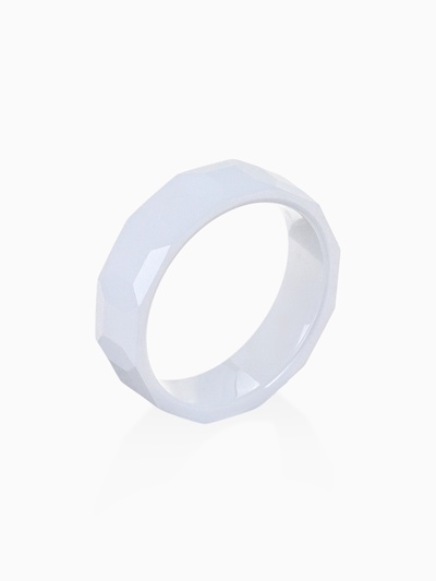 Кольцо керамическое «Минимал» огранка прямоугольник, 6 мм, белое, 18 размер