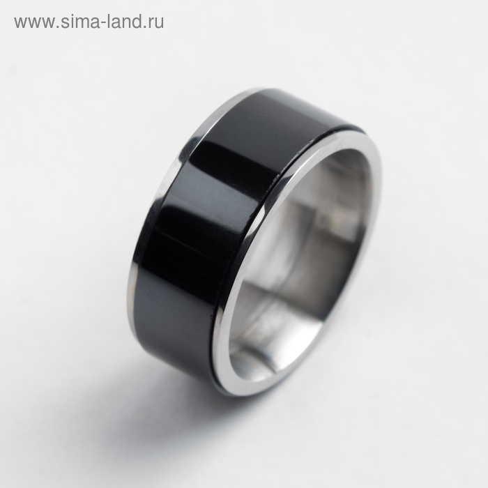 Кольцо керамика "Вайд", 1см, цвет чёрный в серебре, 16,5 размер - Фото 1
