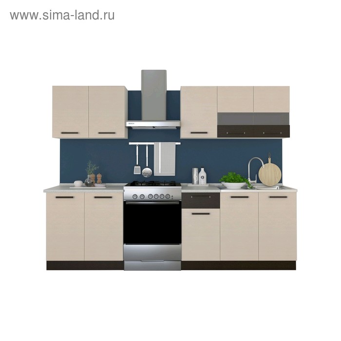 Кухня «Модена» со столешницей, размер 2.0 м, материал ЛДСП, цвет дуб молочный / венге цаво - Фото 1