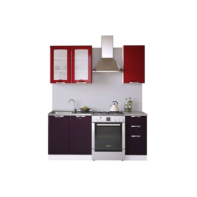 Кухня «Равенна Вива» со столешницей, размер 1.2 м, фасады МДФ, цвет бордо / фиолетовый
