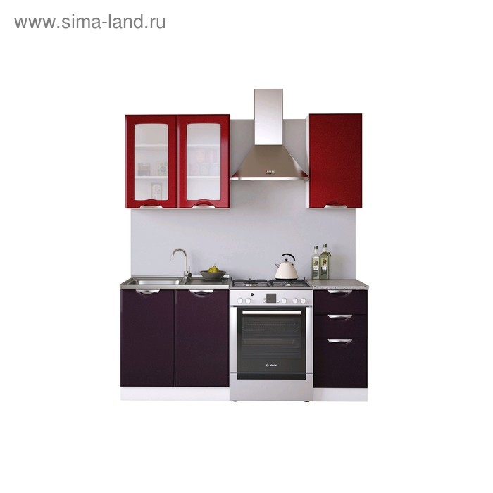 Кухня «Равенна Вива» со столешницей, размер 1.2 м, фасады МДФ, цвет бордо / фиолетовый - Фото 1