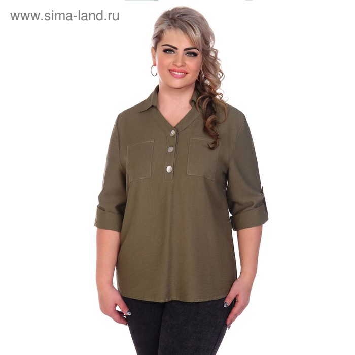 Блуза женская «Данэра», цвет оливковый, размер 50 - Фото 1