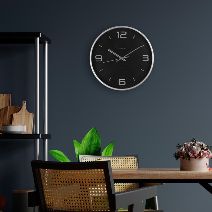 Часы настенные, серия: Интерьер, "Эдит", d-30.5 см, серебро - фото 1883549384