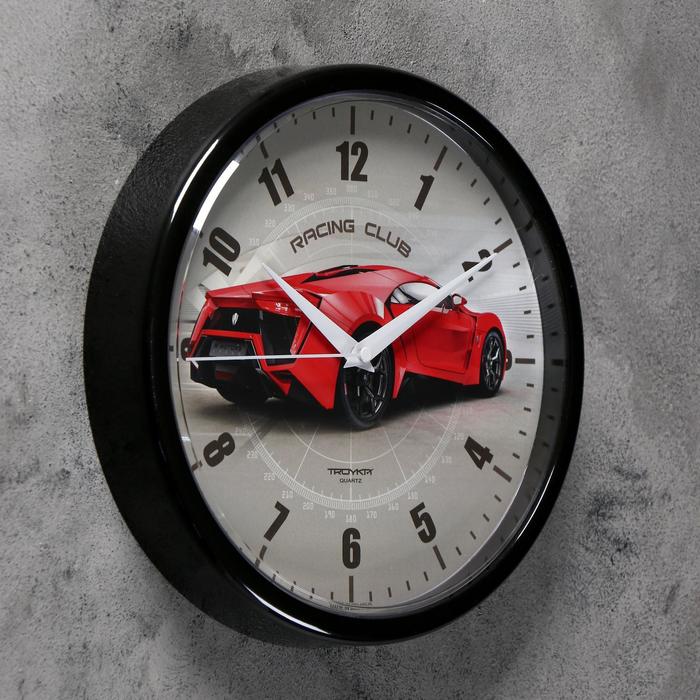 Часы настенные, серия: Интерьер, "Гоночный автомобиль", d-22.5 см, красный - фото 1905653754