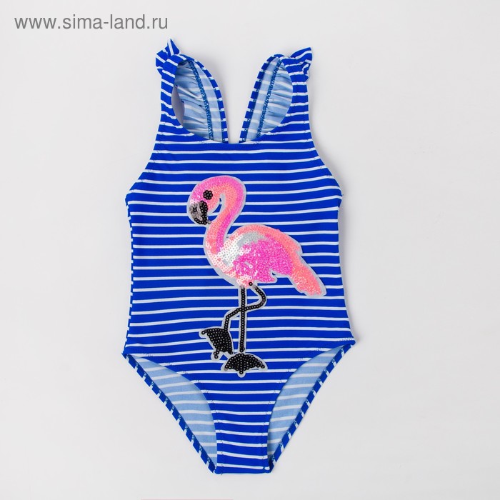 Купальник слитный для девочек, цвет синий, рост 128 см - Фото 1